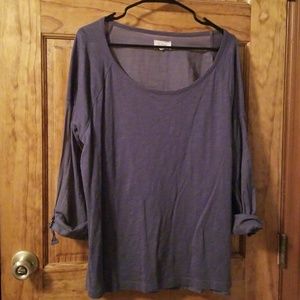 Lou & Grey 3/4 tab sleeve grey top with sheer back